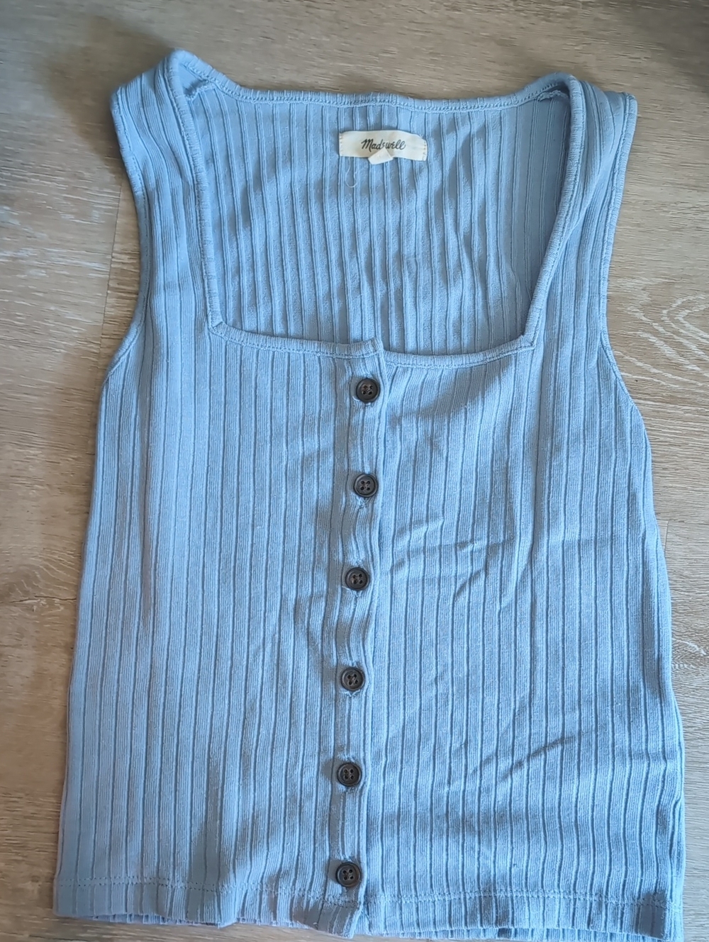 Madewell Light Blue Ribbed Button Tank
